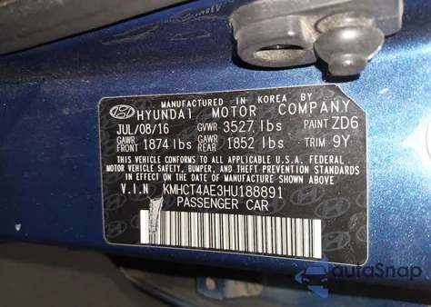 2017 Hyundai Accent Se z USA, uszkodzony, nr VIN KMHCT4AE3HU188891